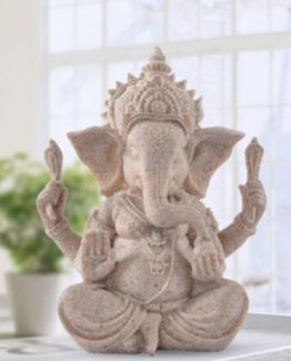 Figura de Ganesha Sentada Hecha de Piedra Arenisca