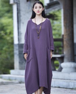 Vestido Budista Zen Escotado para Mujer Color Violeta