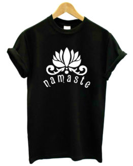 Camiseta de Manga Corta Namaste con Símbolo de Loto Estampado