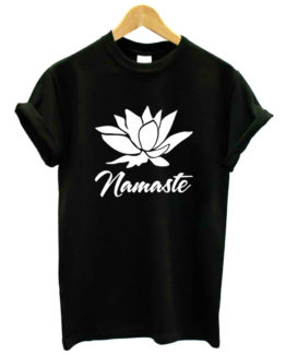 Camiseta de Manga Corta Namaste con Dibujo de Flor de Loto