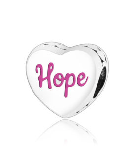 Cuenta “Hope” con Forma de Corazón en Plata de Ley