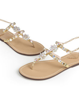 Marvel at the chic boho sandals with crystals crimps