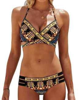 Bikini Boho Chic con Estampado Azteca